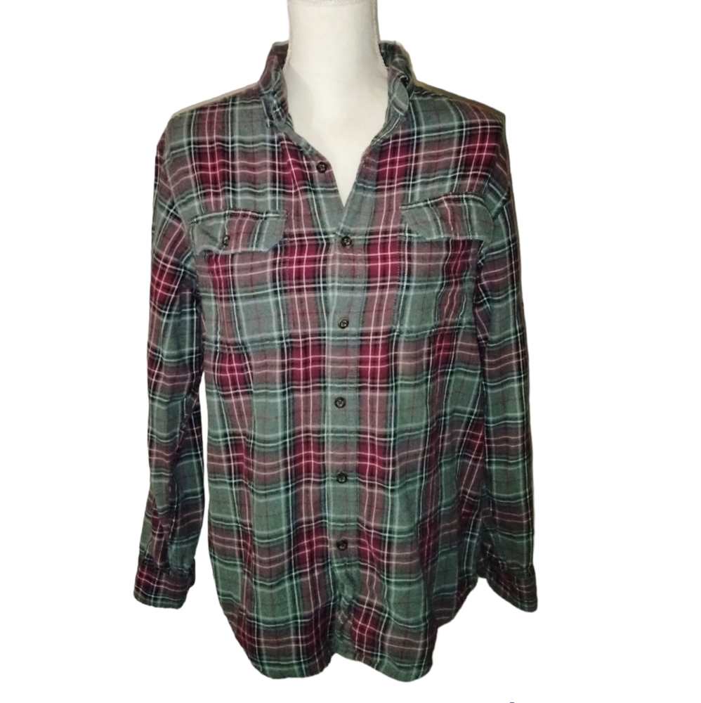 Men's Faded Glory Long-Sleeve Button-Up Flannel (Small 34-36)